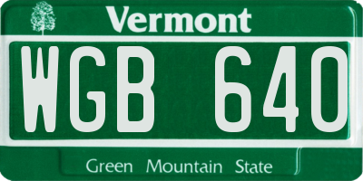 VT license plate WGB640
