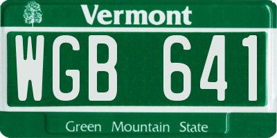VT license plate WGB641