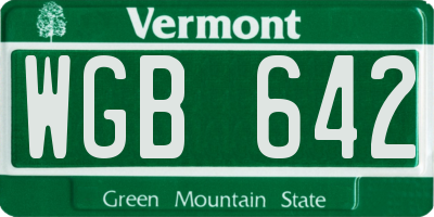 VT license plate WGB642
