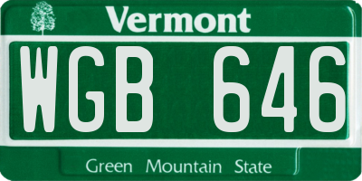 VT license plate WGB646