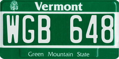 VT license plate WGB648