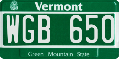 VT license plate WGB650