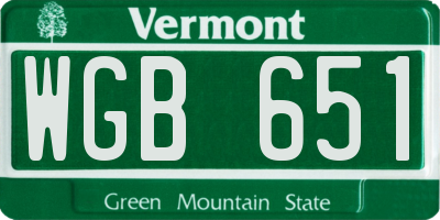 VT license plate WGB651