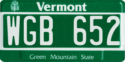 VT license plate WGB652