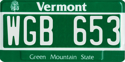 VT license plate WGB653