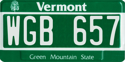 VT license plate WGB657
