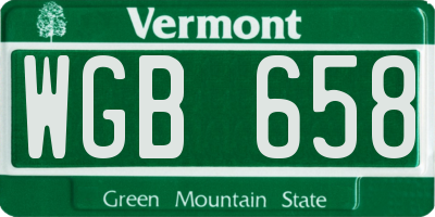 VT license plate WGB658