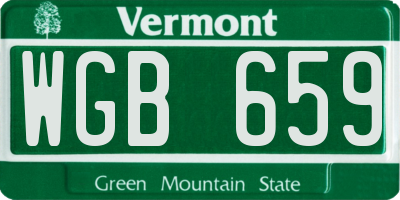 VT license plate WGB659