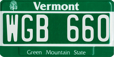 VT license plate WGB660