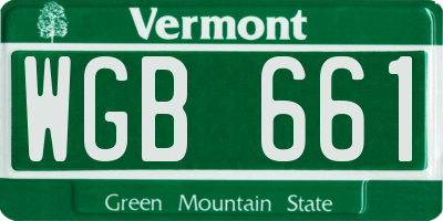 VT license plate WGB661