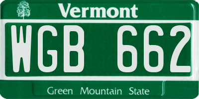 VT license plate WGB662