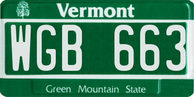 VT license plate WGB663