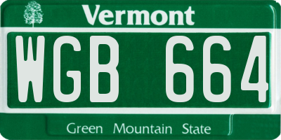 VT license plate WGB664