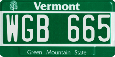 VT license plate WGB665