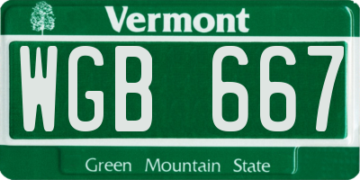 VT license plate WGB667