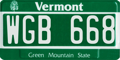 VT license plate WGB668