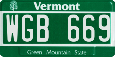 VT license plate WGB669