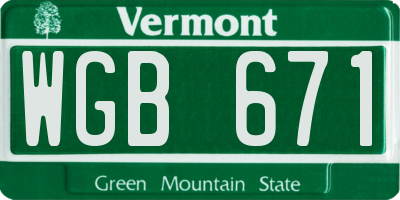 VT license plate WGB671