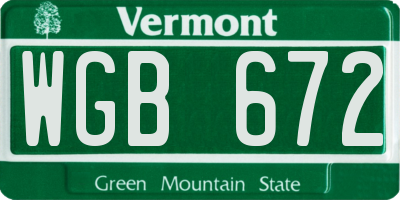 VT license plate WGB672