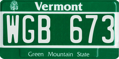 VT license plate WGB673