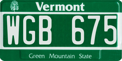 VT license plate WGB675