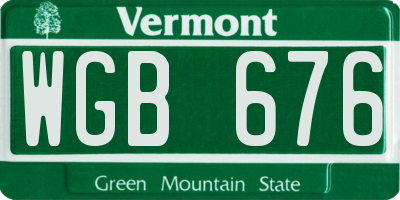VT license plate WGB676