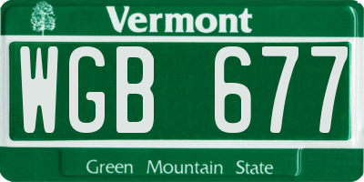 VT license plate WGB677