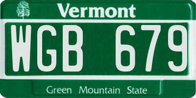 VT license plate WGB679