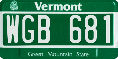 VT license plate WGB681