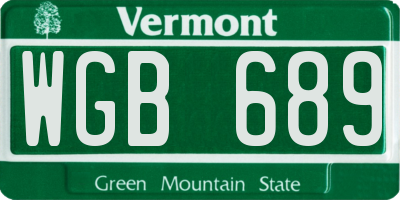 VT license plate WGB689