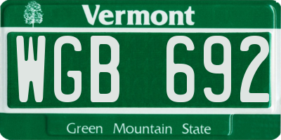 VT license plate WGB692