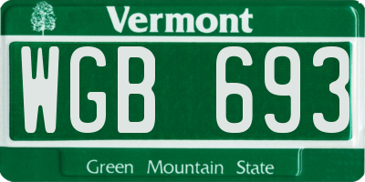 VT license plate WGB693