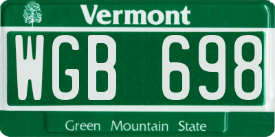 VT license plate WGB698
