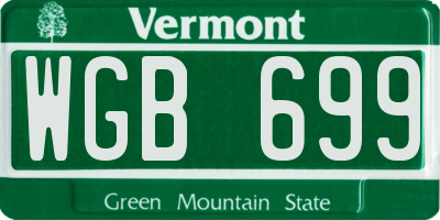 VT license plate WGB699