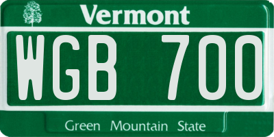 VT license plate WGB700