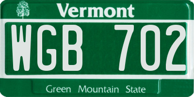 VT license plate WGB702