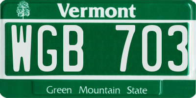 VT license plate WGB703