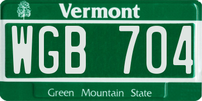 VT license plate WGB704