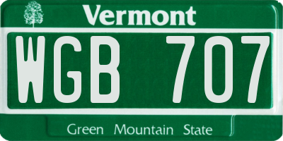 VT license plate WGB707
