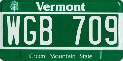 VT license plate WGB709