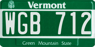 VT license plate WGB712