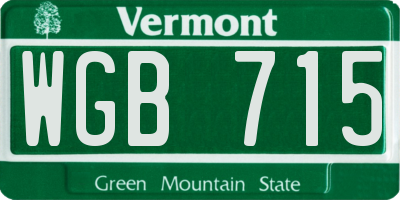 VT license plate WGB715