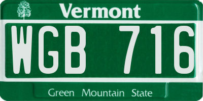 VT license plate WGB716