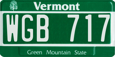 VT license plate WGB717