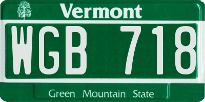 VT license plate WGB718