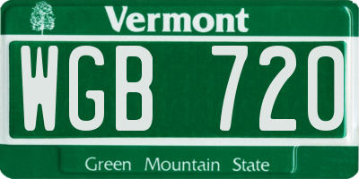 VT license plate WGB720