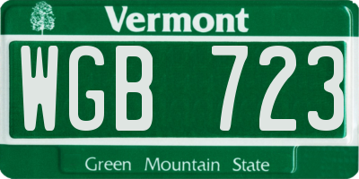VT license plate WGB723