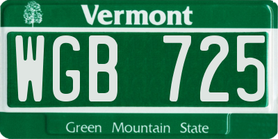 VT license plate WGB725