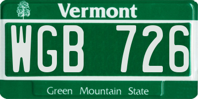 VT license plate WGB726