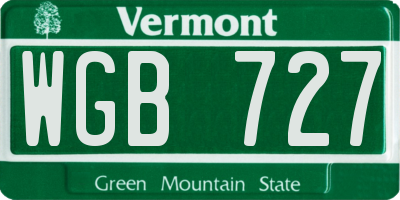 VT license plate WGB727